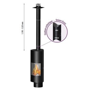 Kit de raccordement vertical à tubage flexible Ø150 - DINAK DEKO BOIS