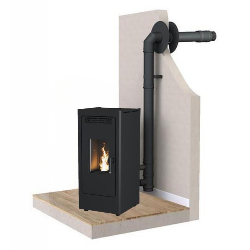 PACK Poêle à granulés étanche fonte BR12 + Kit ventouse Dinak