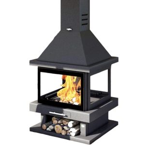 Poêle à bois cheminée centrale 4 faces - FIREMATIC Oregon 13.8 kW